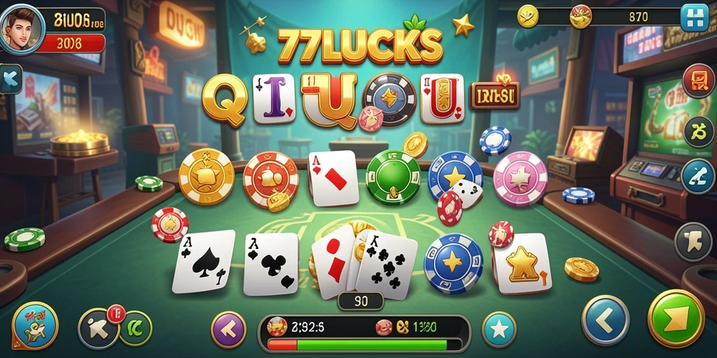 Tampilan gameplay seru di 77LUCKS dengan pengalaman QiuQiu.