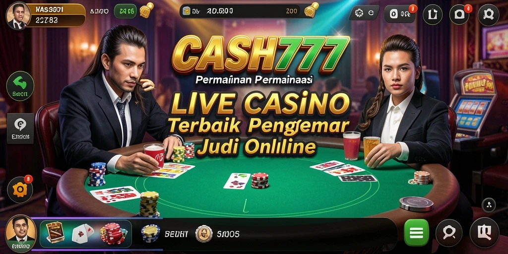 Screenshot CASH777 menunjukkan dealer langsung dalam permainan Live Casino yang seru.