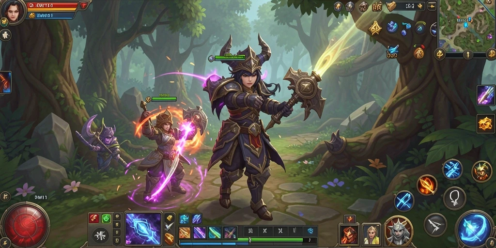 Screenshot gameplay DEWI11 yang menggambarkan aksi dalam pertempuran MMORPG.