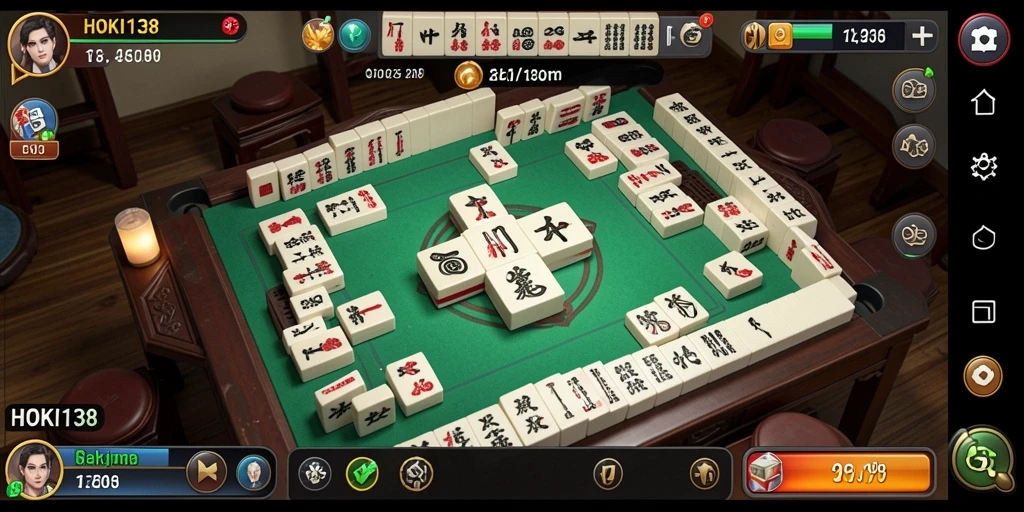 Tampilan gameplay HOKI138 dengan grafis Mahjong yang menarik.