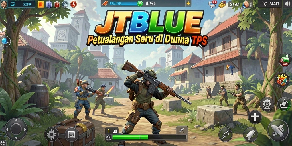 Screenshot menampilkan aksi pertempuran seru di JTBLUE.