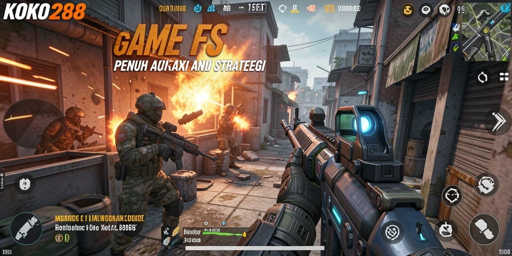 Screenshot gameplay KOKO288 menampilkan aksi tembak-menembak yang mendebarkan.
