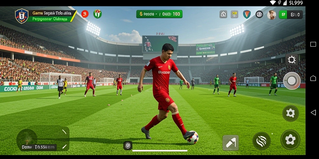 Tampilan gameplay SL999 dengan aksi sepak bola yang mendebarkan.