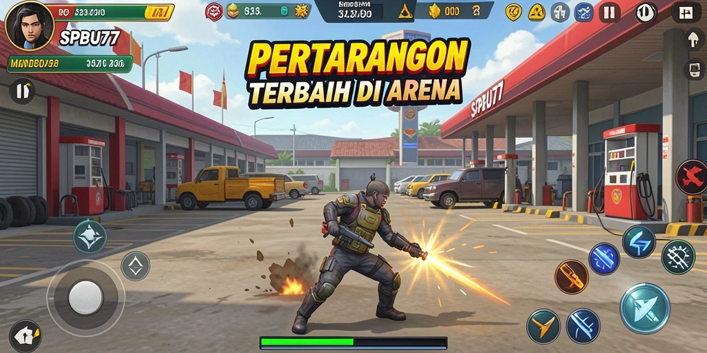 Tangkapan layar aksi seru dalam game Fighting SPBU77.