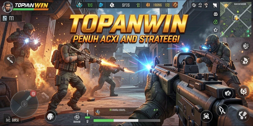Tampilan gameplay intens dalam <strong>TOPANWIN</strong> dengan aksi tembak-menembak memukau.
