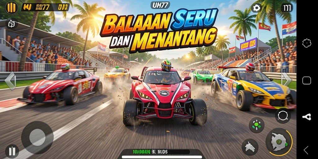Gameplay UH77 yang menegangkan dalam balapan seru.